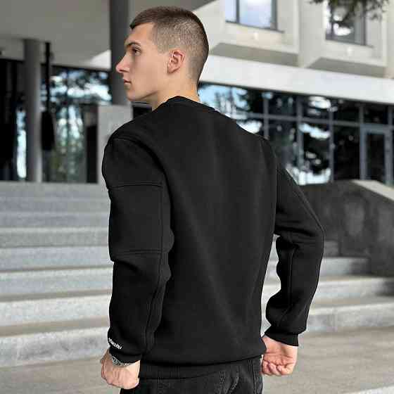 Світшот чоловічий зимовий однотонний чорний Pobedov Apex Київ