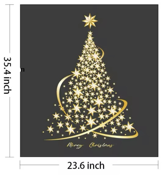 Наклейка новорічна на вікна Ялинка картина на 2-х листах розмірами 30на60см, силікон золотий Київ - фото 6