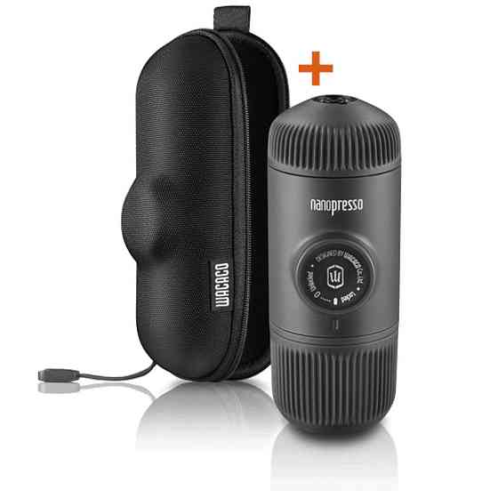 Портативна еспресо-кавоварка Wacaco Nanopresso сіра з чохлом, механічна, для меленої кави Київ