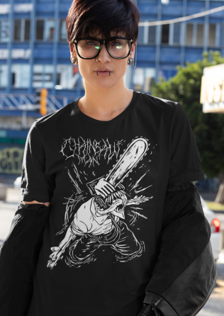 Футболка для хлопчика з аніме принтом Людина-бензопила оверсайз (зріст від 165 до 180) Чорний AnimeJ0632m Дніпро