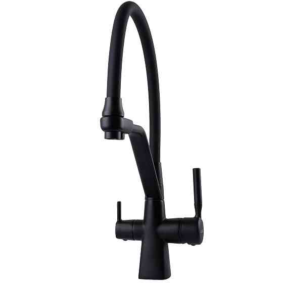 Змішувач для кухні під осмос Globus Lux GLLR-0700-L-10-01 гофрований  на гайці латунь, Чорний-Чорний Луцьк