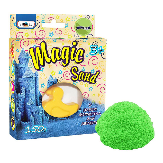 Magic sand зеленого кольору, з формочкою 0,150 кг, у кор-ці 14см-11см-3,2см, шт Київ - фото 1