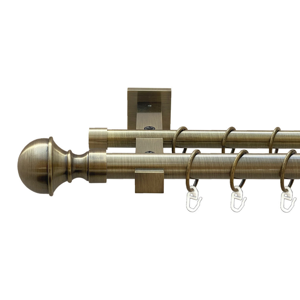 Карниз Orvit Бостон металевий дворядний техно гладка труба кільце металеве Антик 25\19 мм 160 см (00-00025968) Львів - фото 1