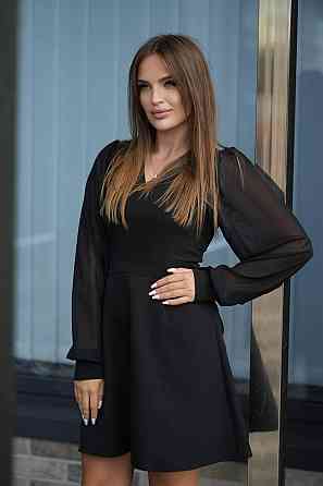 Жіноча ефектна міні сукня з шифоновими рукавами  костюмка Одеса