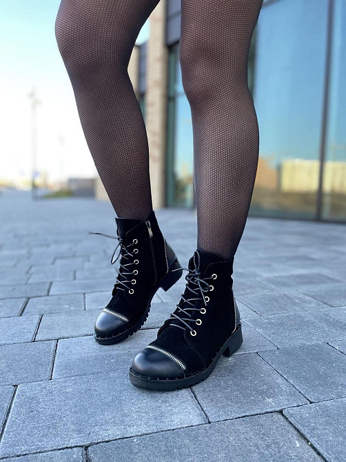 Черевики жіночі D and V чорні шкіра+замша натуральна висота 12см (2199) Коломия - фото 6