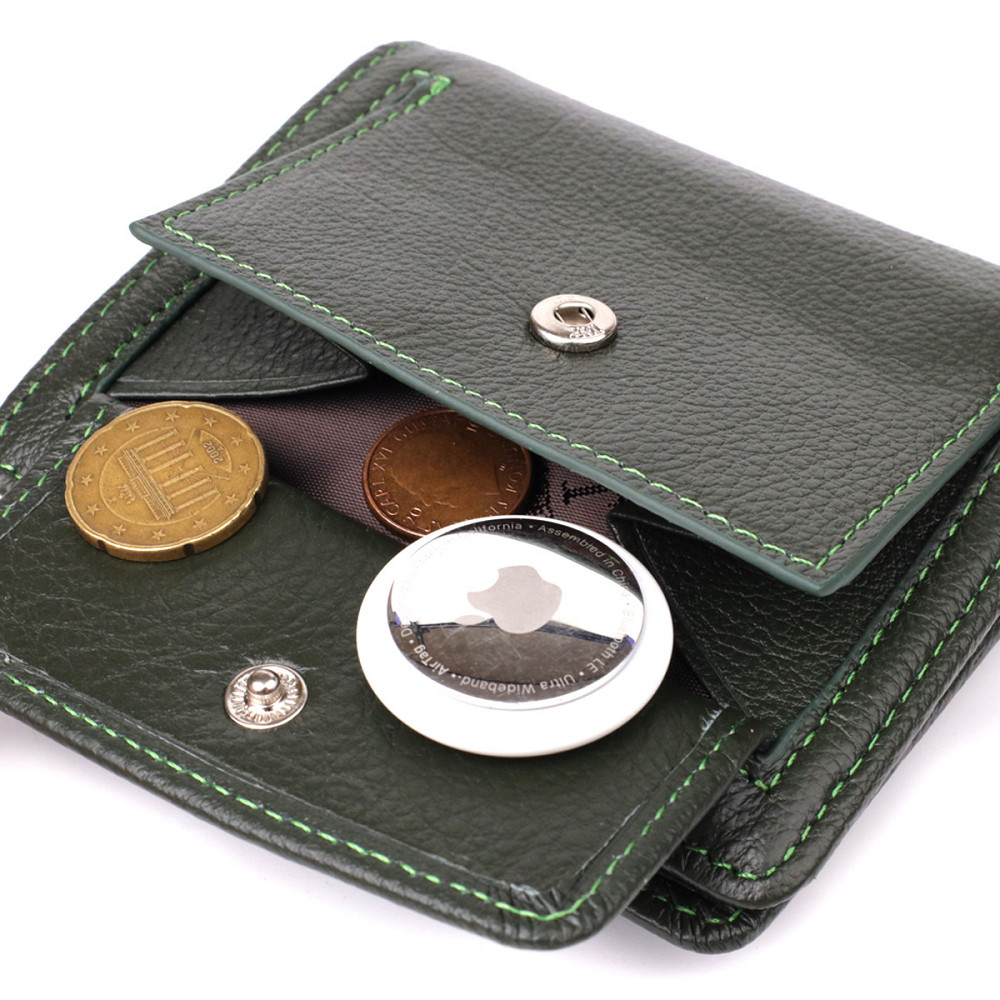Вертикальний жіночий гаманець з натуральної шкіри ST Leather 23070 Зелений Київ - фото 8