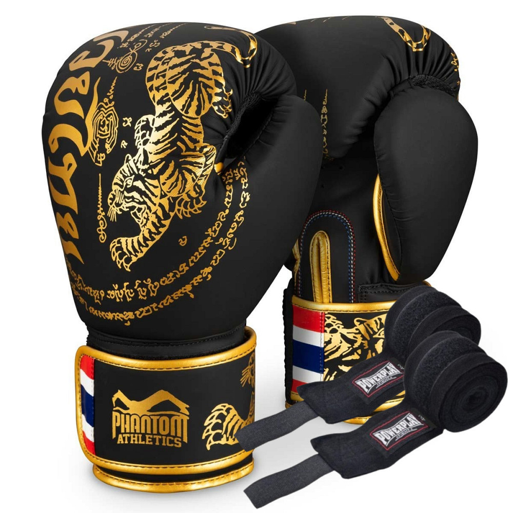 Боксерские перчатки Phantom Muay Thai Black Gold 16 унций (Бинты 4м. в подарок) Киев - изображение 1