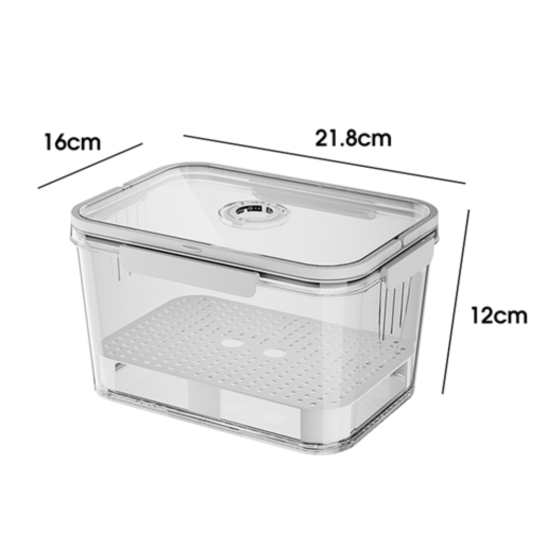 Контейнер для зберігання продуктів, ланч-бокс з дренажним кошиком, кухонний органайзер, 21.8×16×12см, прозорий Кам'янець-Подільський