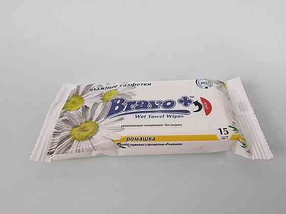 Волога серветка 15 шт "Bravo" Ромашка УЦЕНКА (1 пачка) Харків