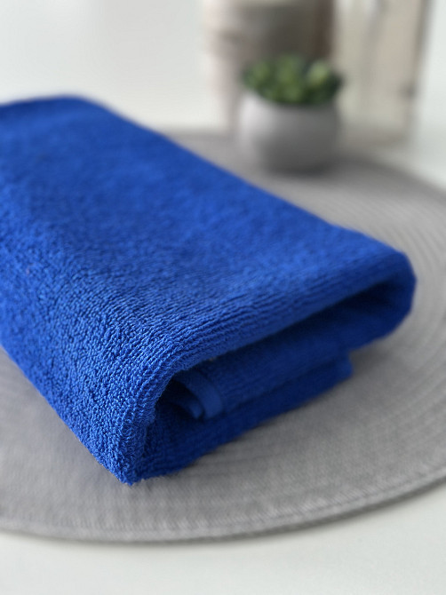Рушник махровий Ideal Textile 50х90 см однотонний 400 г/м2 (56860342) Синій Чернівці - фото 4