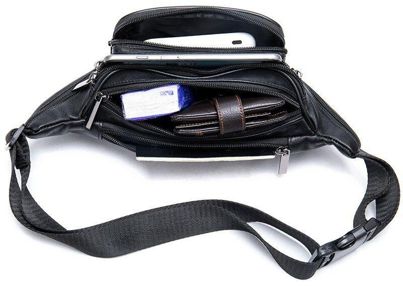 Сумка поясная из овечьей кожи Черная (Vintage) Киев - изображение 5