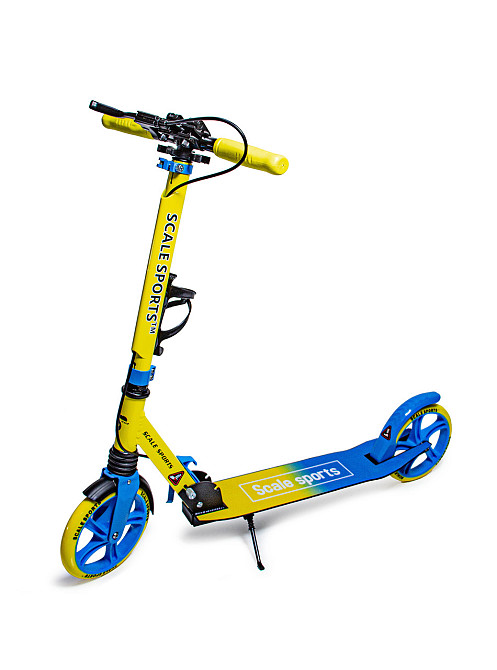 Самокат для дітей від 5-ти років з ручним гальмом, ліхтариком та дзвіночком Scale Sports SS-08. Жовто-гол Одеса - фото 3