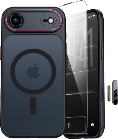 Магнитный чехол JUESHITUO для iPhone 17 Air, MagSafe, защита камеры 4 мм, Camera Control, 1 защитная пленка, черный Киев