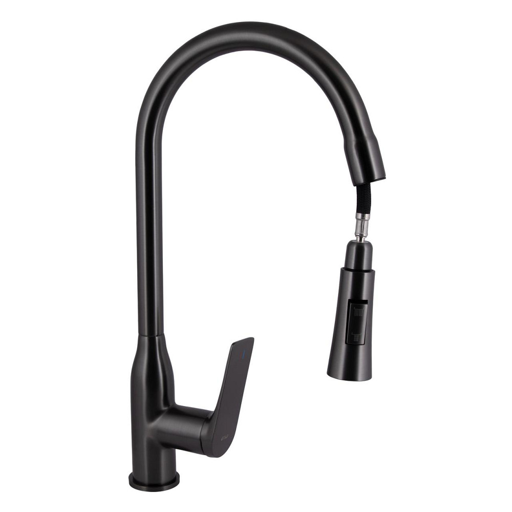 Смеситель для кухни Qtap Vlasta New с выдвижным изливом QTVLA344GMB45647 Gunmetal Black PVD Киев - изображение 10