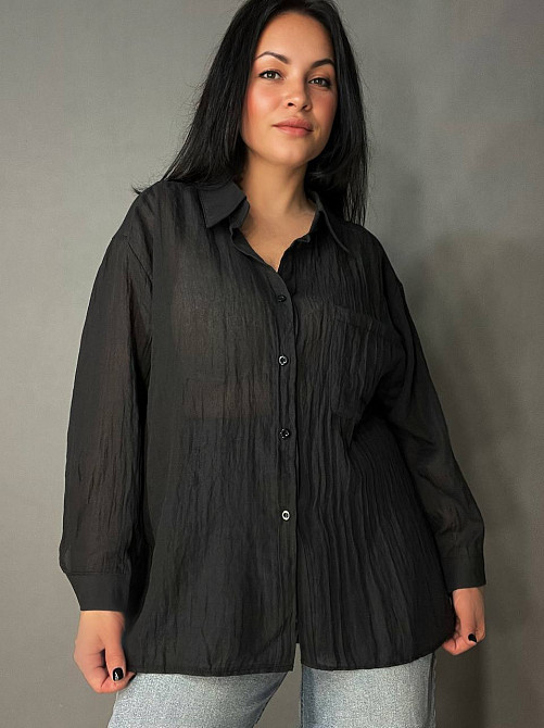 Сорочка жіноча Xingyue 388 оверсайз бавовна жатка з кишенею, чорний, one size Київ - фото 1