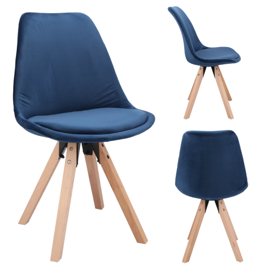 Стілець Saida Jumi у скандинавському стилі з дерев'яними ніжками синій Київ