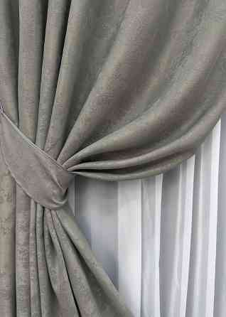 Комплект готових штор VR-Textil Жакард Sultan № 875ш Сірий 150х285 см 2 шт (33-0627) Київ