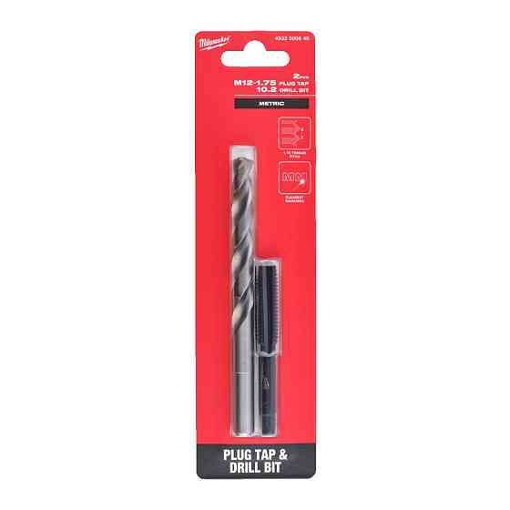 Набор из метчика ручного MILWAUKEE, М12-1,75мм и сверла по металлу диаметром 10.2мм Одесса
