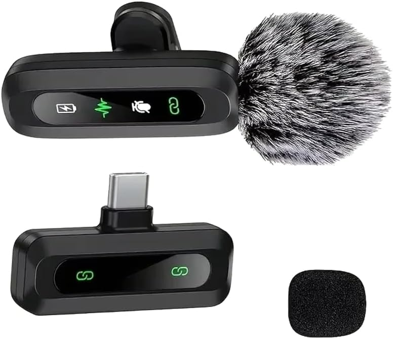 Беспроводные петличные микрофоны J3, 2 шт., USB Type-C, шумоподавление, 360° клипса, дальность до 20 м, для TikTok, YouTube Киев - изображение 5