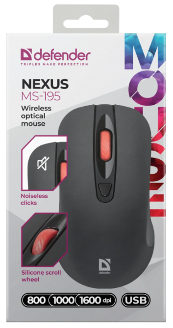 Миша Defender Nexus MS-195 Black (52195) (7153543) Київ - фото 4