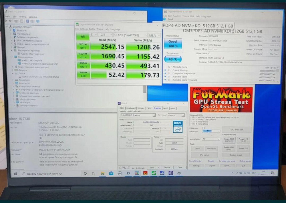 Dell Inspiron 16 Plus 7610. RTX3050, i7, 16Gb, 512Gb, 3K IPS 16