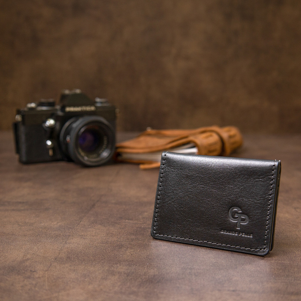 Шкіряна обкладинка для автодокументів Чорний (GRANDE PELLE) Київ - фото 2