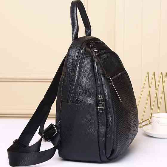 Рюкзак жіночий шкіряний з тисненням під рептилію 23х30х13, сумка наплічна для міста, чорна Київ