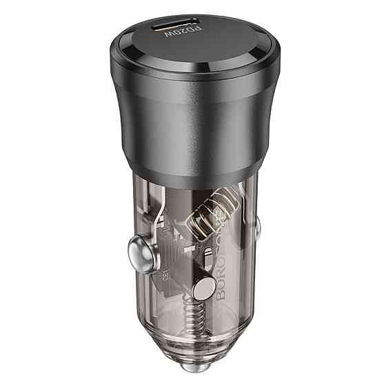 Автомобільний зарядний пристрій BOROFONE BZ24 Clever single port PD20W car charger Transparent Black (6941991106934) Киев