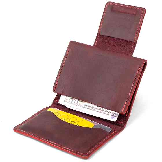 Винтажная кожаная визитница GRANDE PELLE 11408 Бордовый Киев