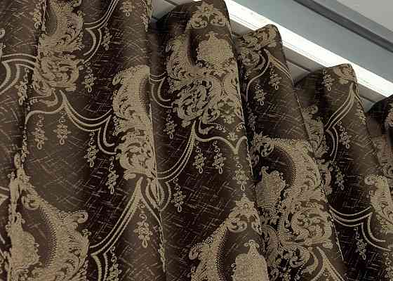 Шторна тканина парча колір коричневий з карамельним 1772ш Київ