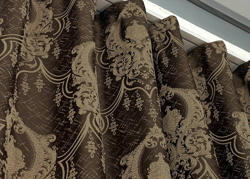 Шторная ткань парча цвет коричневый с карамельным 1772ш Киев - изображение 5