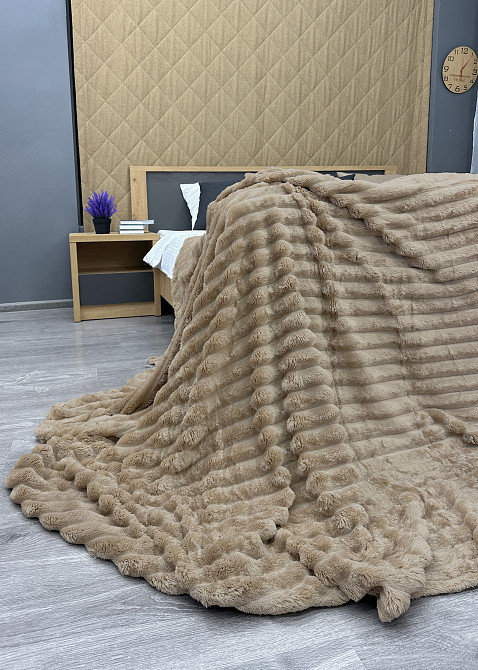 Плед-покривало смужка Шарпей 210х220 см (+-10см) Капучино (87-203) Київ - фото 7