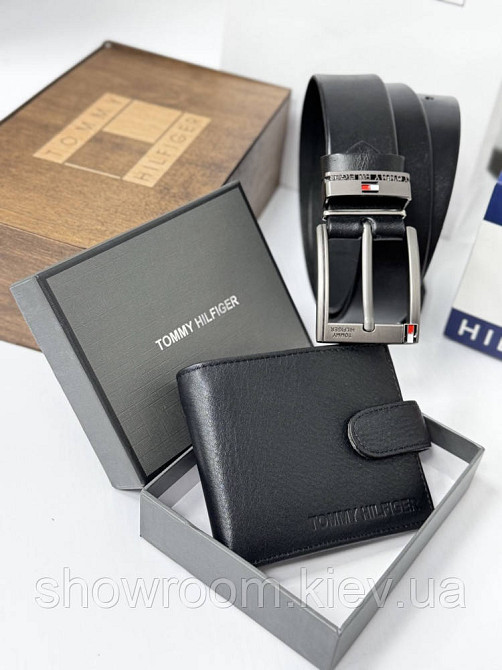 Чоловічий подарунковий набір ремінь та портмоне в дерев'яній коробці TH (073) Київ - фото 4