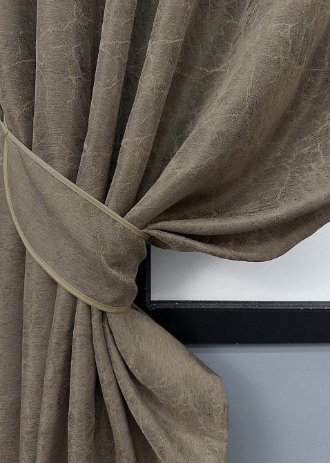 Комплект коротких штор VR-Textil Жакард Viva Marmo № 1782ш Какао 130х170 см 2 шт (35-0370) Київ - фото 4