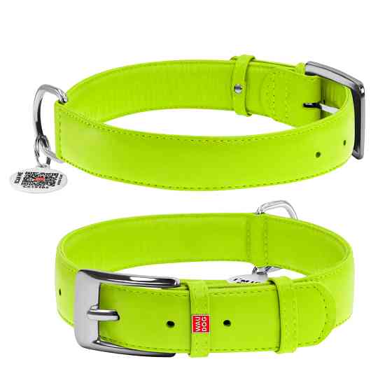 Нашийник для собак шкіряний WAUDOG Glamour з QR паспортом, без прикрас, XL, Ш 35 мм, Дов 46-60 Коломия