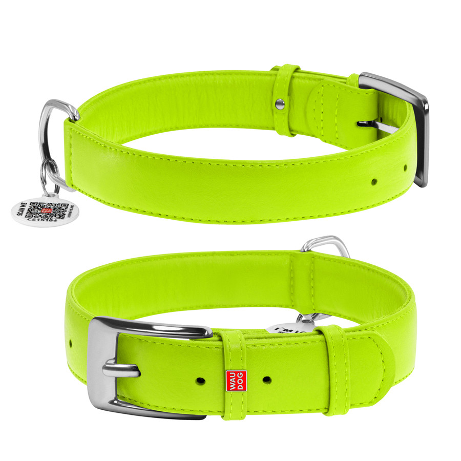 Нашийник для собак шкіряний WAUDOG Glamour з QR паспортом, без прикрас, XL, Ш 35 мм, Дов 46-60 Коломия - фото 3