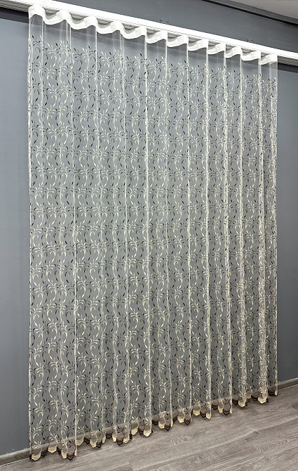 Тюль VR-Textil 1647т Фатин з вишивкою Молочний з венге 250х270 см (42-1106) Київ - фото 3
