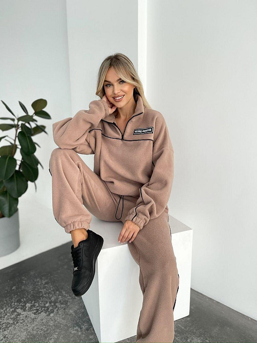 Женский флисовый женский костюм-оверсайз турецкий флис беж, 50/52 Одесса - изображение 2