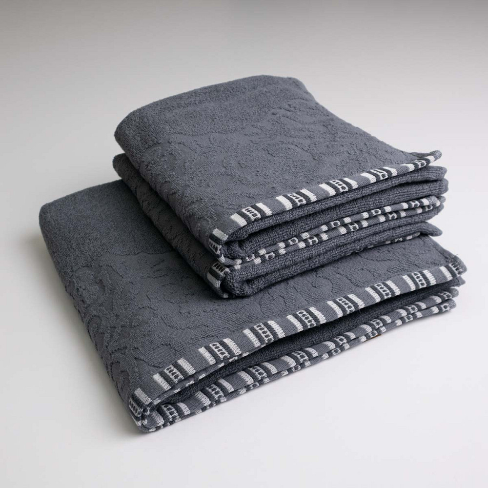 Набір махрових рушників з орнаментом 3шт GM Textile 50х90см, 50х90см, 70х140см 400г / м2 (Сірий) Суми - фото 1