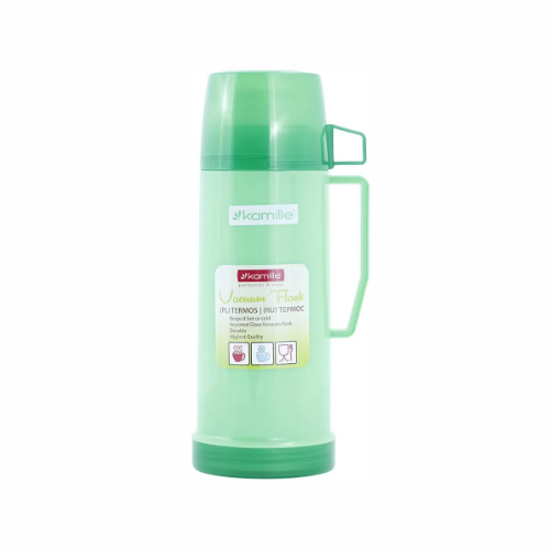Термос 450мл скляна колба + пластикова чашка (синій,зелений,червоний) KAMILLE 2070 Житомир - фото 2