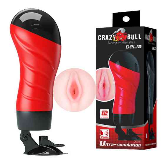 Мастурбатор-вагина с вибрацией Crazy Bull Delia на присоске, 28.3 × 10 см Sex Aura Киев