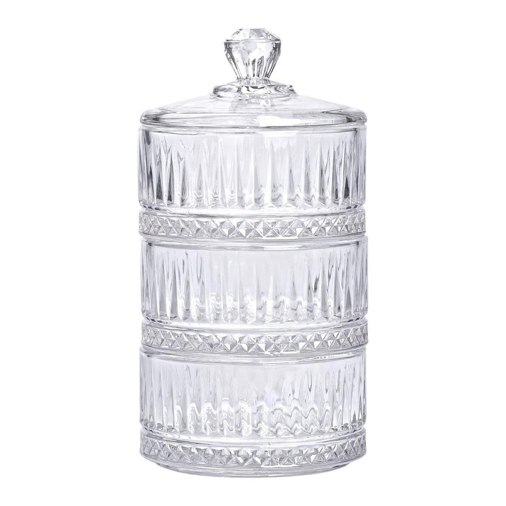 Трехъярусная стеклянная конфетница с крышкой Ø 10 см Киев - изображение 2