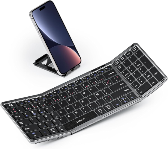 Складная беспроводная Bluetooth клавиатура Seenda с цифровым блоком полноразмерная портативная мини клавиатура черная Киев