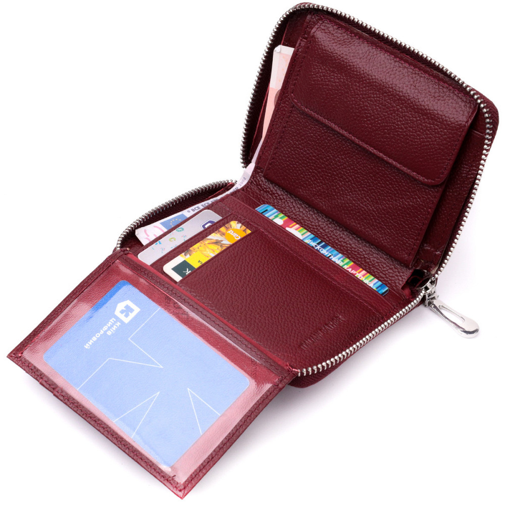 Практичный кошелек для женщин из натуральной кожи ST Leather 22450 Бордовый Киев - изображение 7