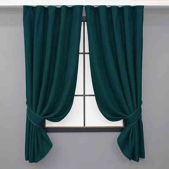 Комплект коротких штор VR-Textil Микровелюр Petek № 1494ш Изумрудный 140х170 см 2 шт (35-0222) Киев