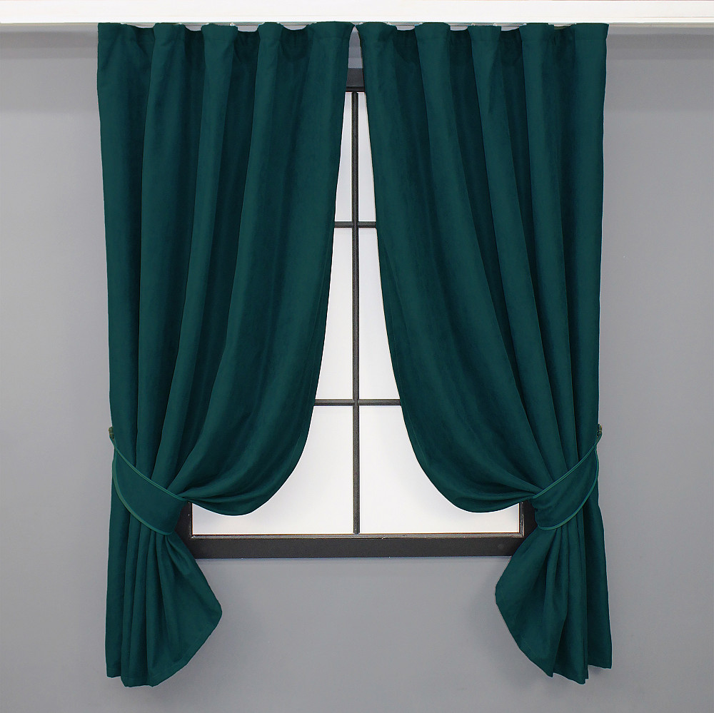Комплект коротких штор VR-Textil Микровелюр Petek № 1494ш Изумрудный 140х170 см 2 шт (35-0222) Киев - изображение 1