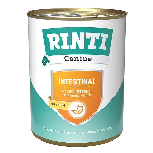 Rinti Canine Veterinary Intestinal mit Huhn РИНТИ ВЕТЕРИНАРИ ИНТЕСТИНАЛ КУРИЦА диетический влажный корм для собак с заболеваниями ЖКТ и поджелудочной  Киев - изображение 1