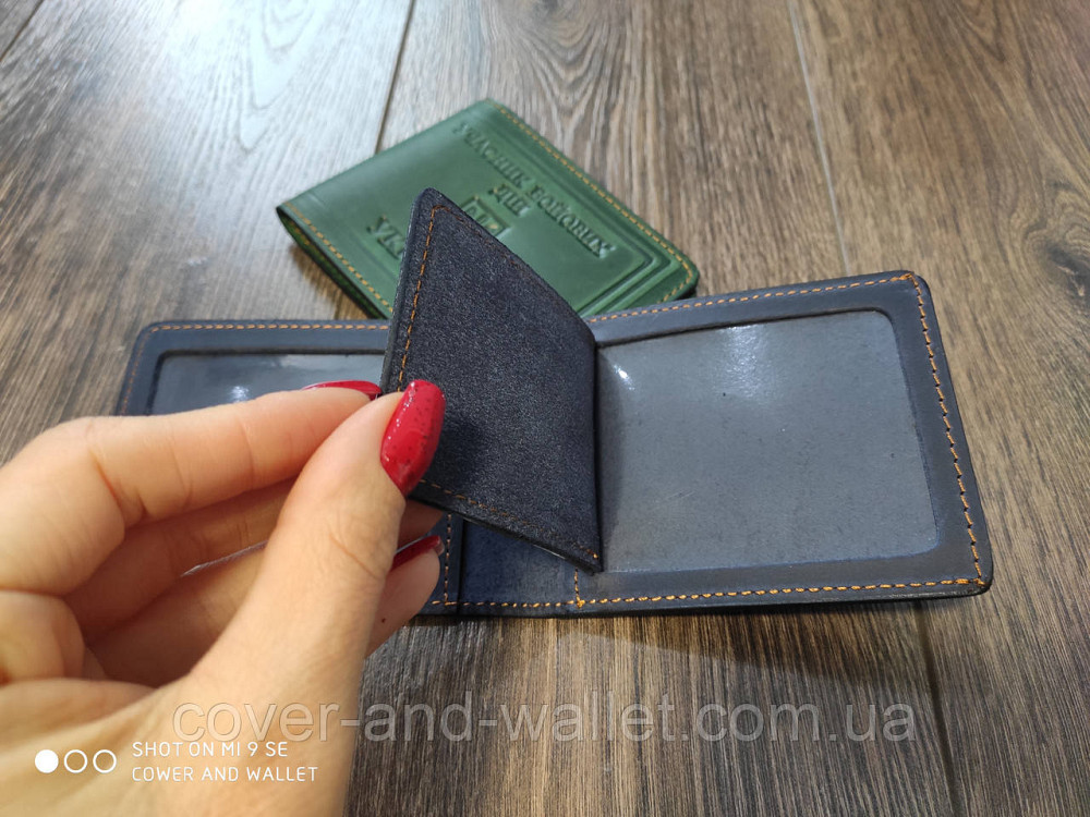 Кожаная обложка для удостоверения УБД "Учасника бойових дій" синего цвета Київ - фото 5