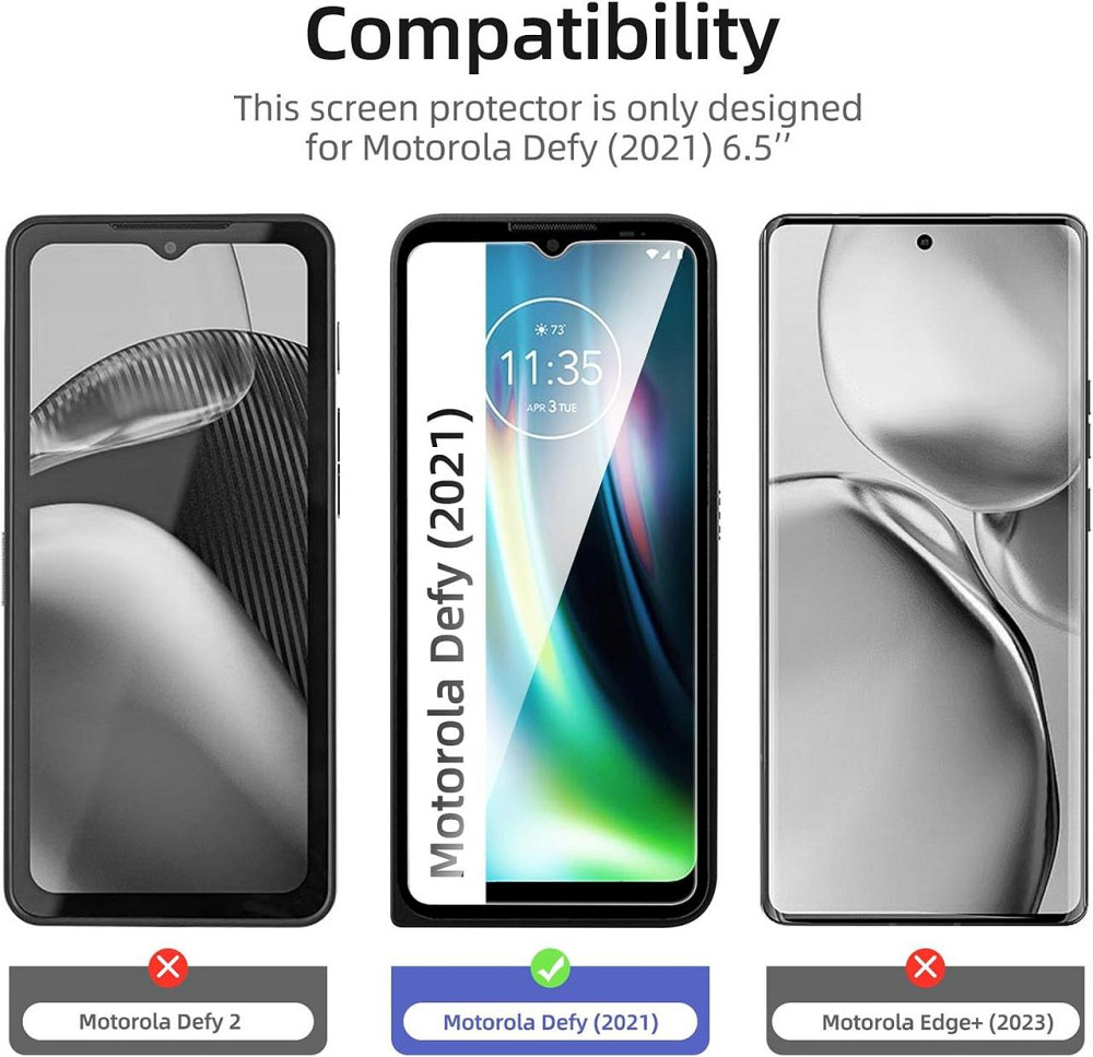 Защитное стекло Motorola Defy (2021) прозрачное 3 шт 9H 0.33 мм без пузырей антибликовое закаленное Киев - изображение 4