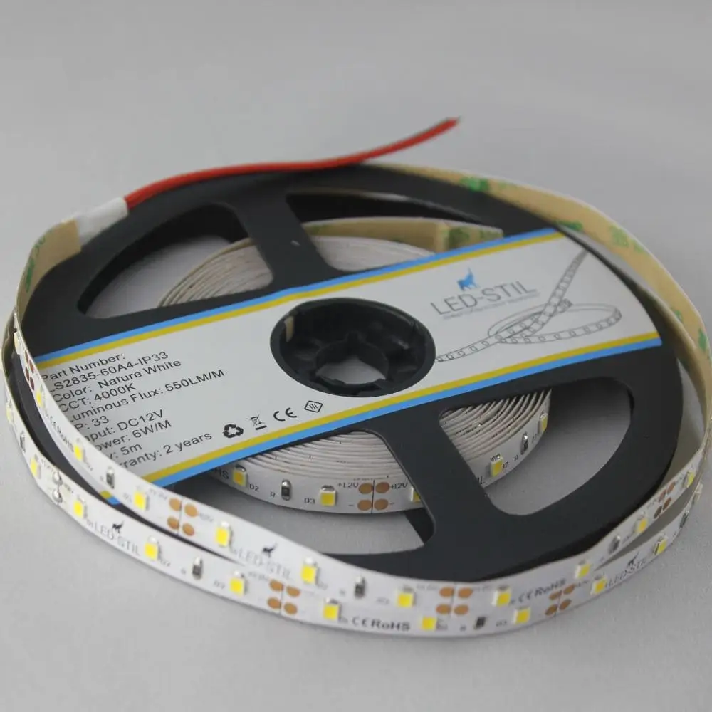 LED-STIL LED стрічка LED-STIL 4000K, 6 Вт/м, 2835, 60 діодів, IP33, 12V, 550 LM, нейтральне сві Коломыя - изображение 6